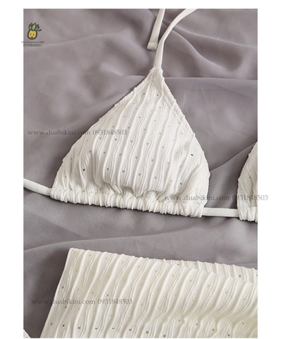 Doris Bikini Set | Đồ bơi nữ ba mảnh kèm khăn quấn đi biển ngọt ngào | DỨA BIKINI & SPORTWEAR