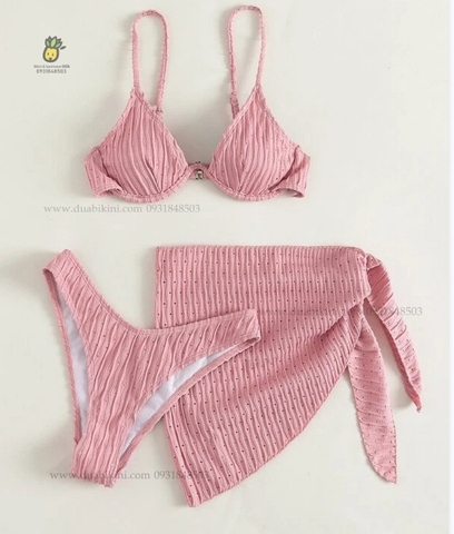 Donna Bikini Set | Đồ bơi nữ ba mảnh kèm khăn quấn đi biển ngọt ngào | DỨA BIKINI & SPORTWEAR