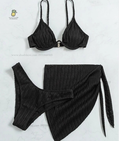 Donna Bikini Set | Đồ bơi nữ ba mảnh kèm khăn quấn đi biển ngọt ngào | DỨA BIKINI & SPORTWEAR