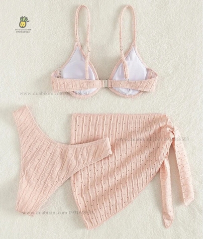 Donna Bikini Set | Đồ bơi nữ ba mảnh kèm khăn quấn đi biển ngọt ngào | DỨA BIKINI & SPORTWEAR
