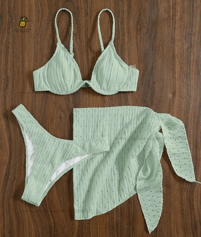 Donna Bikini Set | Đồ bơi nữ ba mảnh kèm khăn quấn đi biển ngọt ngào | DỨA BIKINI & SPORTWEAR