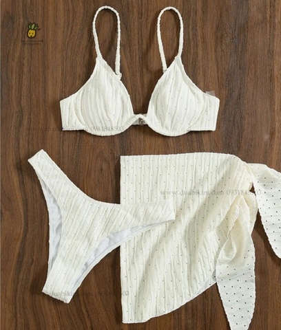Donna Bikini Set | Đồ bơi nữ ba mảnh kèm khăn quấn đi biển ngọt ngào | DỨA BIKINI & SPORTWEAR