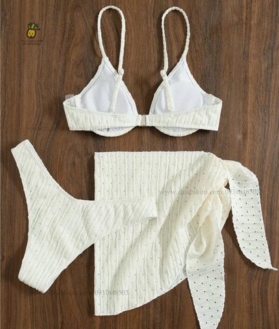 Donna Bikini Set | Đồ bơi nữ ba mảnh kèm khăn quấn đi biển ngọt ngào | DỨA BIKINI & SPORTWEAR