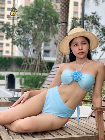 Alina Bikini Set | đồ bơi nữ hai mảnh cạp cao tặng kèm hoa rời đính áo | DỨA BIKINI & SPORTWEAR