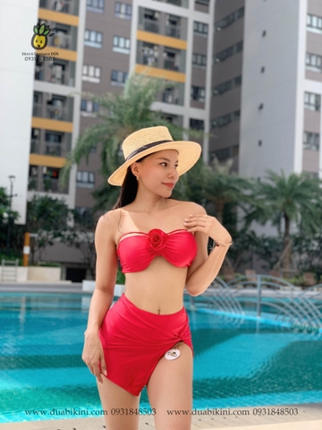 Alina Bikini Set | đồ bơi nữ hai mảnh cạp cao tặng kèm hoa rời đính áo | DỨA BIKINI & SPORTWEAR