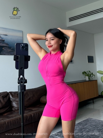 Đồ Liền Ngắn Thể Thao Gym - Yoga - Jumpsuit Ngắn Dây Kéo Tôn Dáng