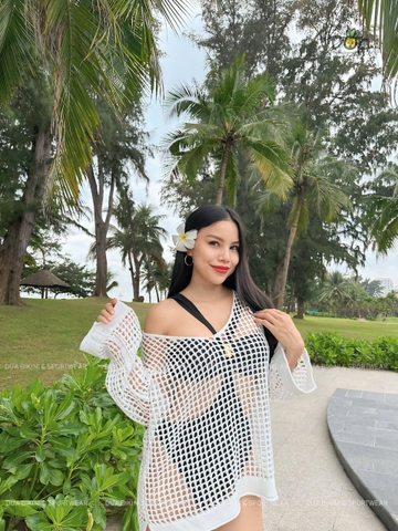 Áo khoác tay dài lưới dệt đi biển