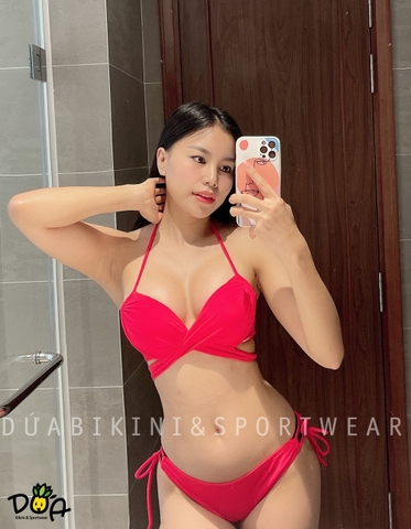 Đồ bơi nữ hai mảnh cạp thấp gọng chéo nâng ngực | DỨA BIKINI & SPORTWEAR