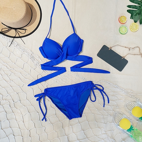 Đồ bơi nữ hai mảnh cạp thấp gọng chéo nâng ngực | DỨA BIKINI & SPORTWEAR