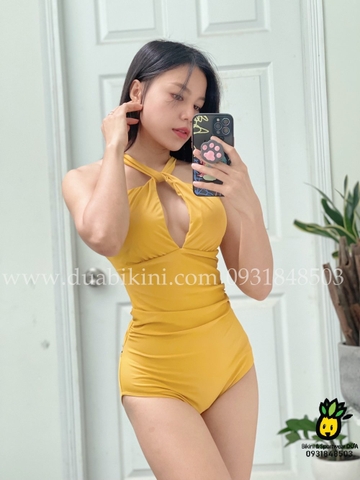 Bikini liền dây soắn tôn dáng đi biển