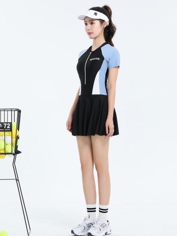 Đồ bơi nữ liền thân dáng váy xòe tay ngắn sport | DỨA BIKINI & SPORTWEAR