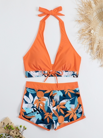 Sporty Bikini | Đồ bơi hai mảnh quần đùi kiểu áo cột cổ | Dứa Bikini & Sportwear