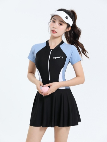 Đồ bơi nữ liền thân dáng váy xòe tay ngắn sport | DỨA BIKINI & SPORTWEAR