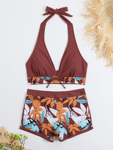 Sporty Bikini | Đồ bơi hai mảnh quần đùi kiểu áo cột cổ | Dứa Bikini & Sportwear
