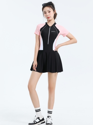 Đồ Bơi Nữ Liền Tay Ngắn Váy Xòe Kín Đáo Trẻ Trung | DỨA BIKINI & SPORTWEAR