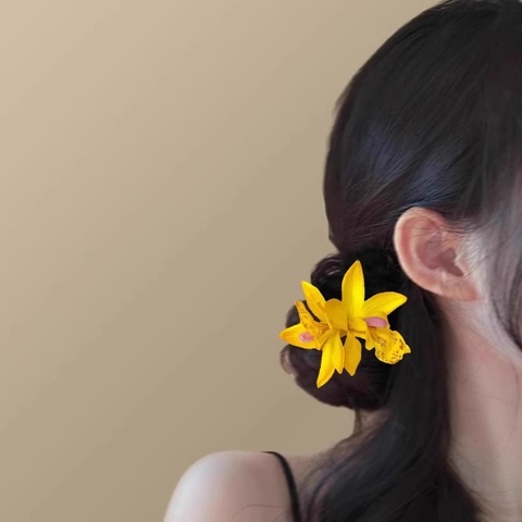 Kẹp tóc hoa lan đôi, phụ kiện kẹp tóc đi biển PK033