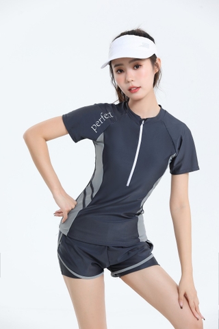 Đồ bơi nữ hai mảnh tay ngắn mix cùng quần đùi hai lớp | DỨA BIKINI & SPORTWEAR