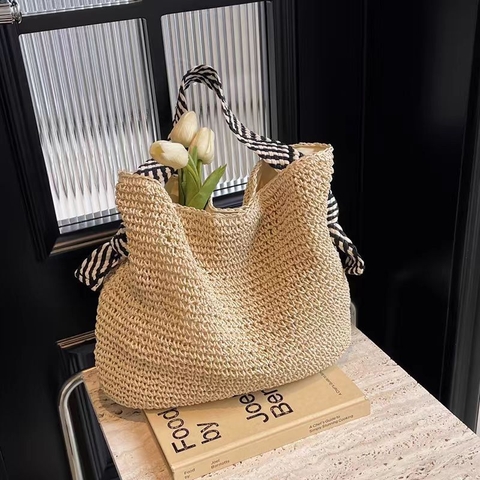 Túi Cói Đeo Vai Nữ – Đi Biển, Đi Chơi, Du Lịch, Siêu Nhẹ TC025