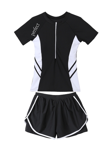 Đồ bơi nữ hai mảnh tay ngắn mix cùng quần đùi hai lớp | DỨA BIKINI & SPORTWEAR