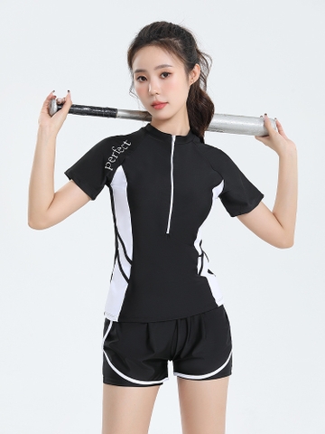 Đồ bơi nữ hai mảnh tay ngắn mix cùng quần đùi hai lớp | DỨA BIKINI & SPORTWEAR