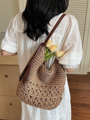 Túi cói nữ phong cách boho thanh lịch TC0509