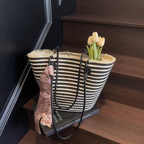 Túi cói nữ đi du lịch form to tiện dụng TC0504