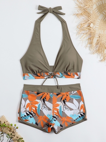 Sporty Bikini | Đồ bơi hai mảnh quần đùi kiểu áo cột cổ | Dứa Bikini & Sportwear