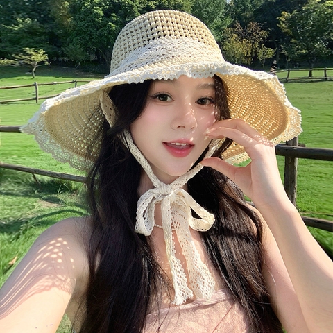 Nón cói phối ren lưới tiểu thư NC0507