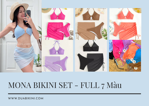 Set bikini 3 mảnh kèm chân váy lưới - MONA BIKINI