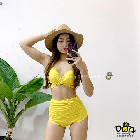 Đồ bơi nữ hai mảnh cạp cao gọng chéo nâng ngực | DỨA BIKINI & SPORTWEAR