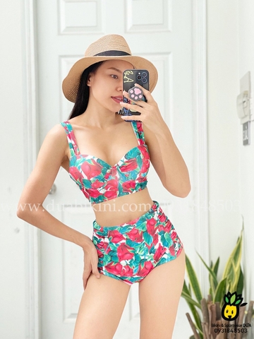 Bikini 2 mảnh cạp cao hoa xinh