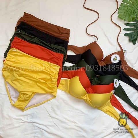 Đồ bơi nữ hai mảnh cạp cao gọng chéo nâng ngực cột dây | DỨA BIKINI & SPORTWEAR