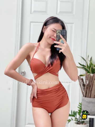 Đồ bơi nữ hai mảnh cạp cao gọng chéo nâng ngực | DỨA BIKINI & SPORTWEAR