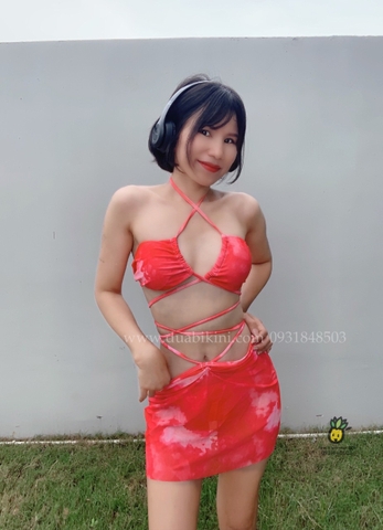 Bikini 3 mảnh váy lưới sexy