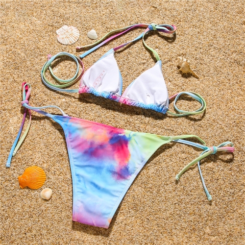 Dawn Bikini | Đồ bơi nữ ba mảnh kèm áo khoác ngắn màu loang | DỨA BIKINI & SPORTWEAR