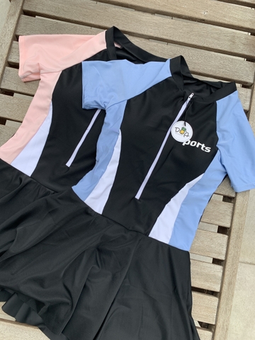 Đồ bơi nữ liền thân dáng váy xòe tay ngắn sport | DỨA BIKINI & SPORTWEAR