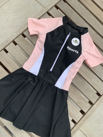 Đồ bơi nữ liền thân dáng váy xòe tay ngắn sport | DỨA BIKINI & SPORTWEAR