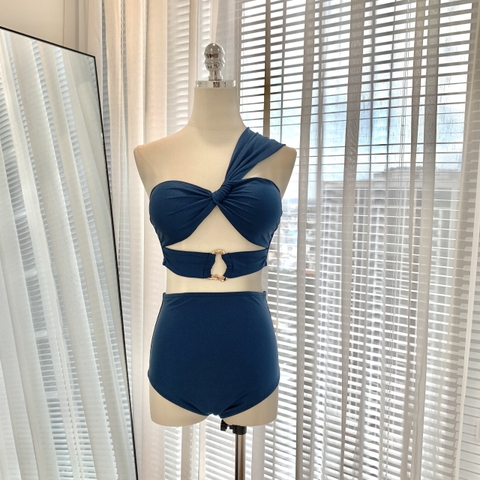 Chic Bikini Set  | Đồ bơi nữ hai mảnh quần cạp cao che bụng phối áo khoen lệch vai sang trọng  | DỨA BIKINI & SPORTWEAR
