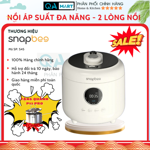 Nồi áp suất Snapbee Queen S45 - Dung tích 4.5L - Đa năng - 2 lòng nồi tiện lợi - Thương Hiệu Mỹ