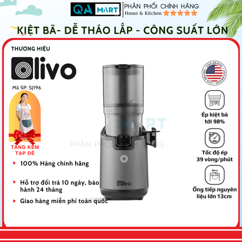 Máy Ép Chậm OLIVO SJ196 Titanium - Ép Trái Cây Nguyên Quả - Động Cơ AC Cao Cấp, Thương Hiệu Mỹ