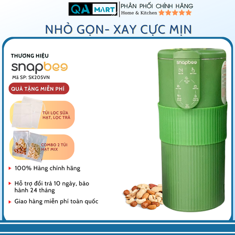 Máy làm sữa hạt  đa năng mini SnapBee SK205VN  (Màu xanh) CHÍNH HÃNG: Làm Sữa Hạt, Nấu Soup/Cháo