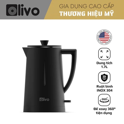 Ấm Siêu Tốc OLIVO EK207 – Thiết Kế Tối Giản Sang Trọng, Dung Tích 1.7L, Công Suất Lớn 2000W