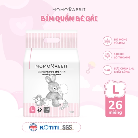 Bỉm quần bé gái Momo Rabbit - size L26 - 8-12kg