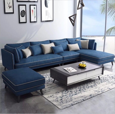 Sofa Góc Gỗ Tự Nhiên Bọc Nỉ Giá Rẻ - SF 24