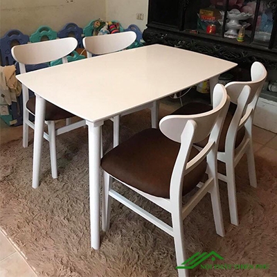 Bàn ăn mango trắng 4 ghế - BA 13