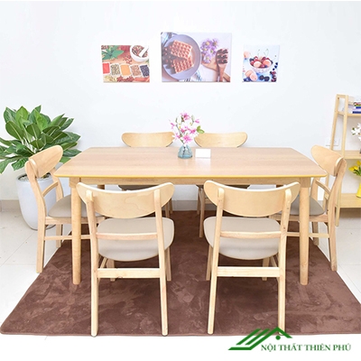 Bàn ăn mango vàng 6 ghế - BA 14