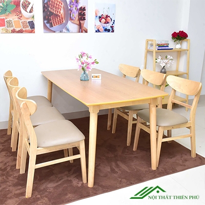 Bàn ăn mango vàng 6 ghế - BA 14