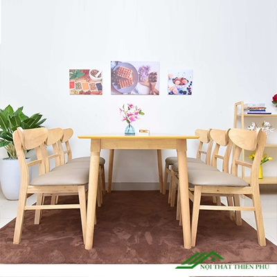 Bàn ăn mango vàng 6 ghế - BA 14