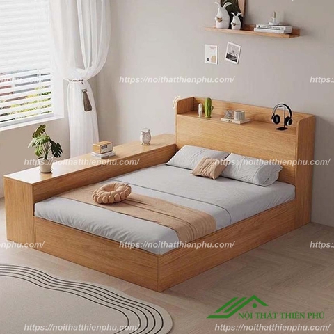 Giường gỗ đôi liền vách ngăn - GN 23