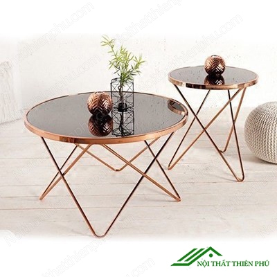 Bàn trà sofa mặt kính chân chéo - BT 07